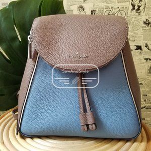 Kate Spade NWT Baltic Sea Blue Tan Leila Backpack